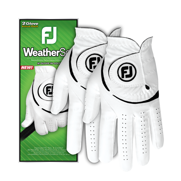 New FootJoy WeatherSof Men's Golf Glove - 2 Pair Pack