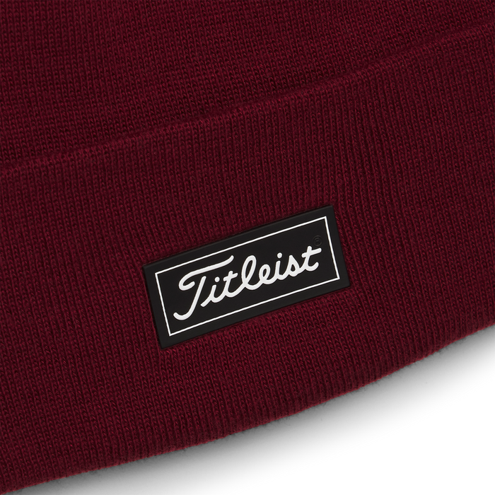 Titleist Charleston Cuff Knit Golf Beanie Hat - New  - burgundy close up