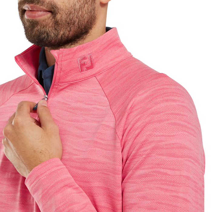 FootJoy Wave Jacquard Chill-Out Golf Pullover - Pink Lemonade