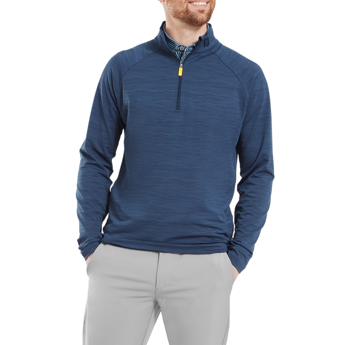 FootJoy Wave Jacquard Chill-Out Golf Pullover - Navy