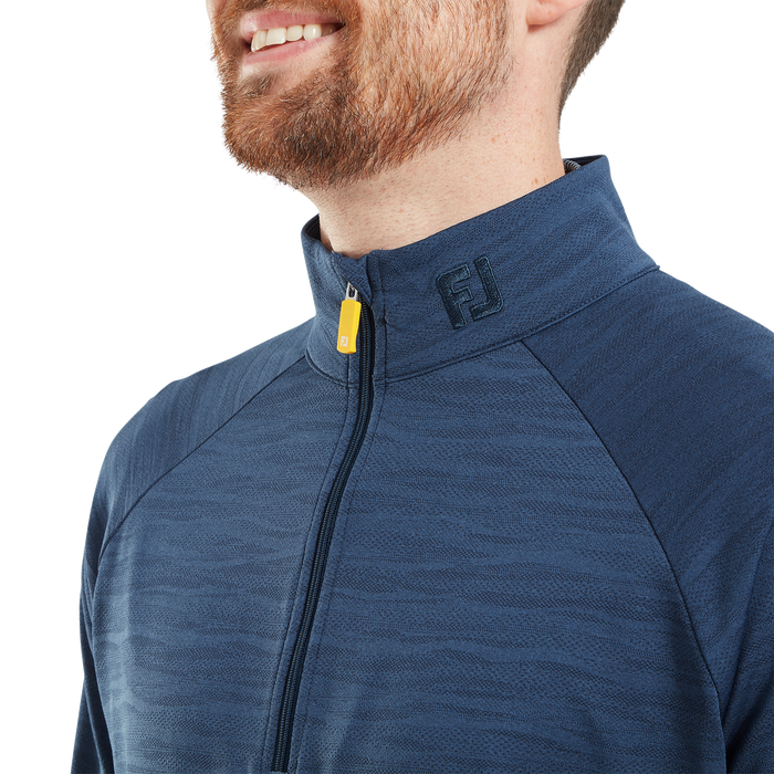 FootJoy Wave Jacquard Chill-Out Golf Pullover - Navy