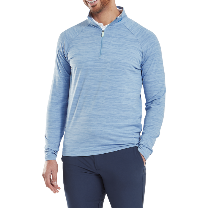 FootJoy Wave Jacquard Chill-Out Golf Pullover - Blue Jay