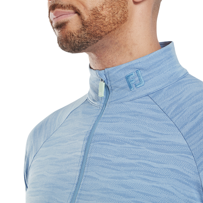 FootJoy Wave Jacquard Chill-Out Golf Pullover - Blue Jay