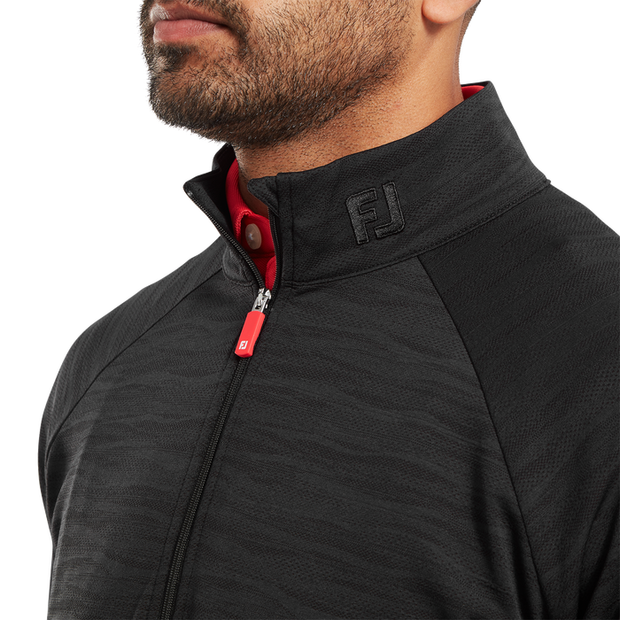 FootJoy Wave Jacquard Chill-Out Golf Pullover - Black