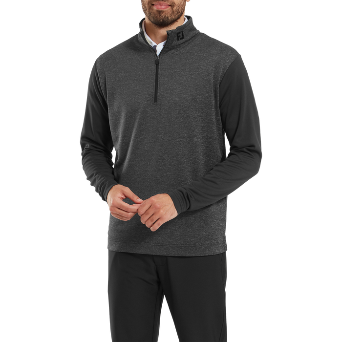 FootJoy Tonal Heather Chill-Out Golf Pullover - Black