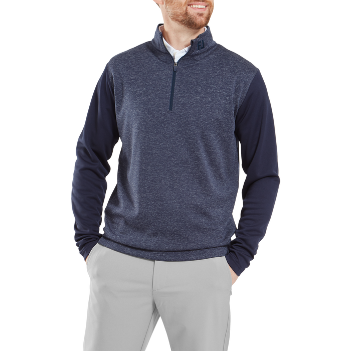 FootJoy Tonal Heather Chill-Out Golf Pullover - Navy