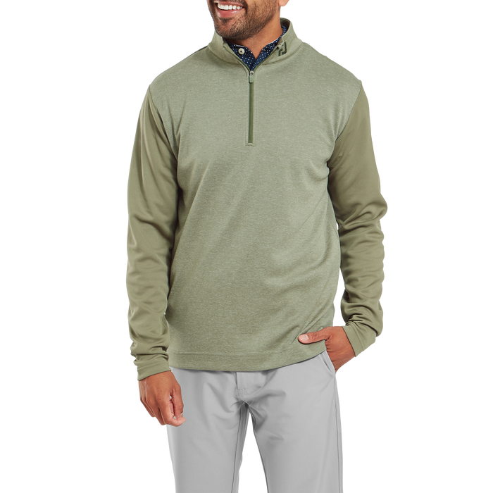 FootJoy Tonal Heather Chill-Out Golf Pullover - Olive