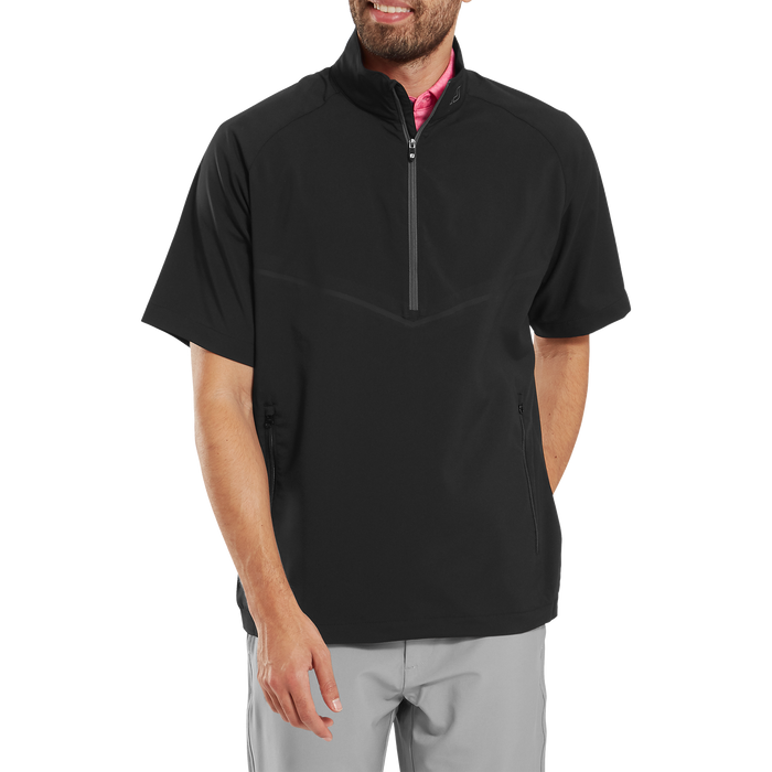 FootJoy Zephyr Short Sleeve Golf Wind Shirt - Black