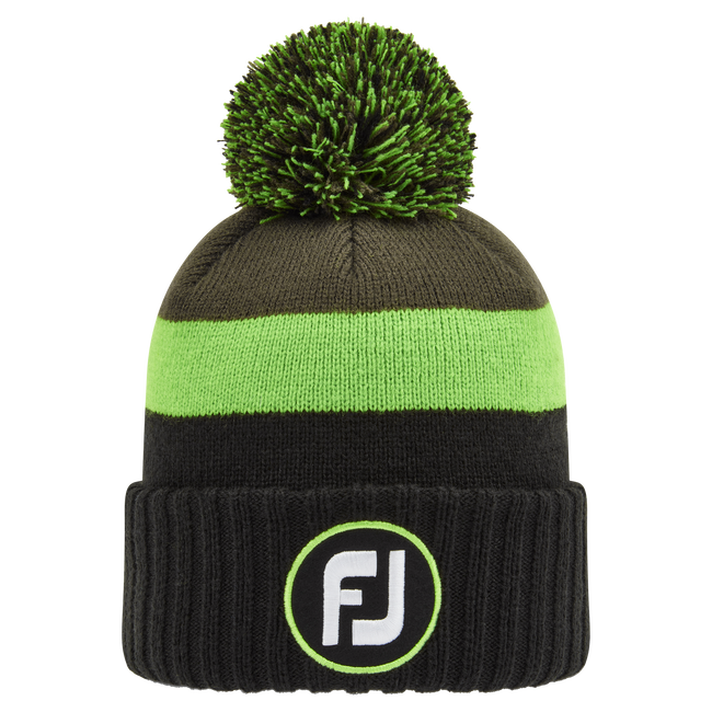 FootJoy Pom Pom Solid Knit Beanie Hat Colour - Black / Green / Olive