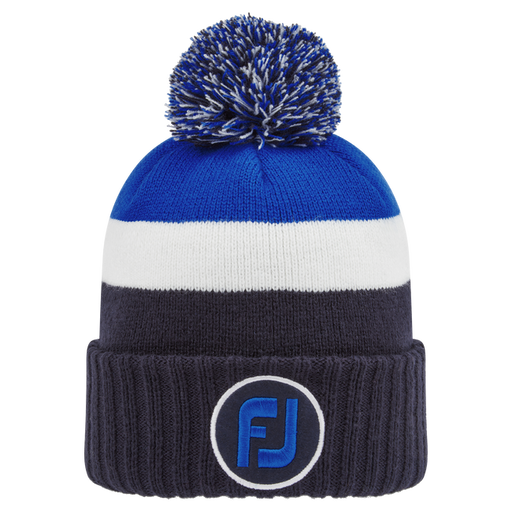 FootJoy Pom Pom Solid Knit Beanie Hat Colour - Navy / White / Blue