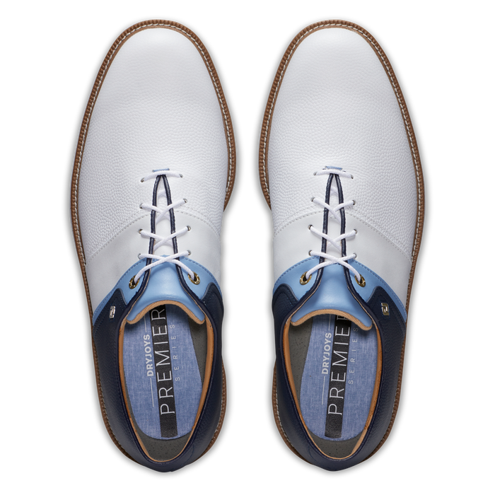 FootJoy DryJoys Premiere Series Packard Golf Shoes 2024 - White/Blue/Navy