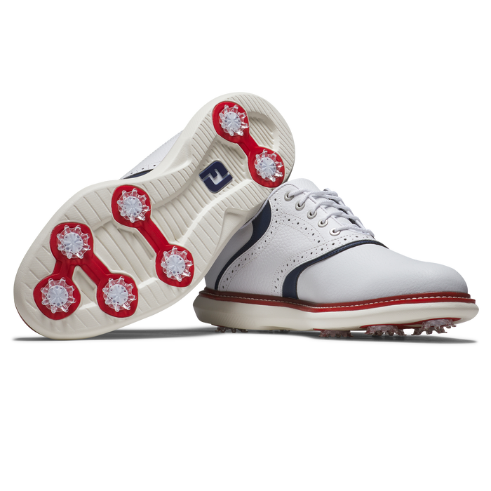 FootJoy Traditions Mens Golf Shoes - White/Navy/Red