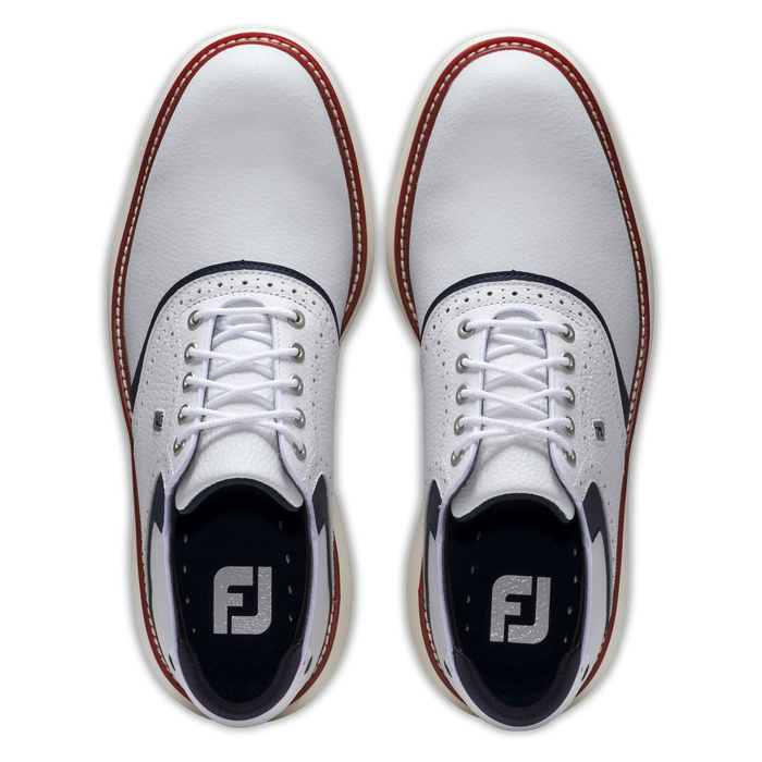 FootJoy Traditions Mens Golf Shoes - White/Navy/Red