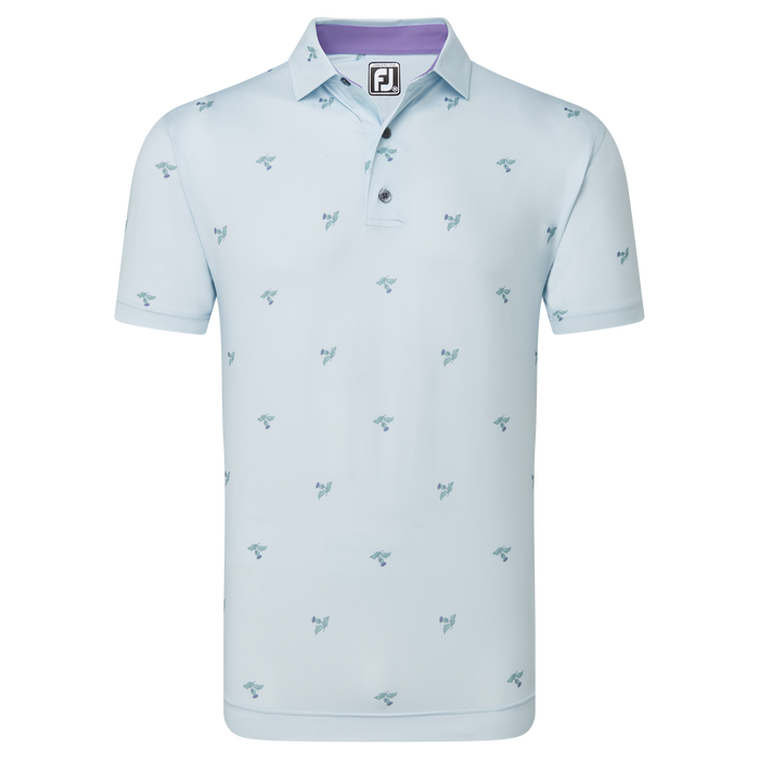 FootJoy Thistle Print Lisle Golf Polo Shirt - Mist