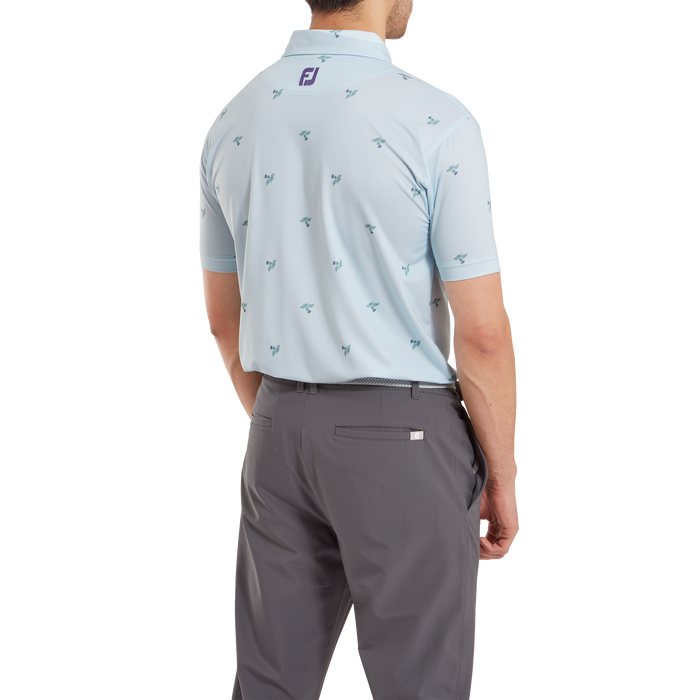 FootJoy Thistle Print Lisle Golf Polo Shirt - Mist