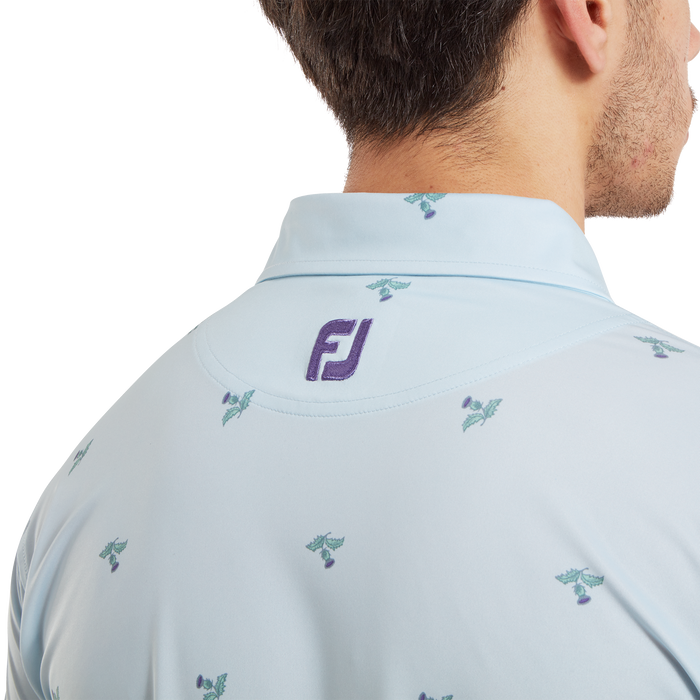 FootJoy Thistle Print Lisle Golf Polo Shirt - Mist