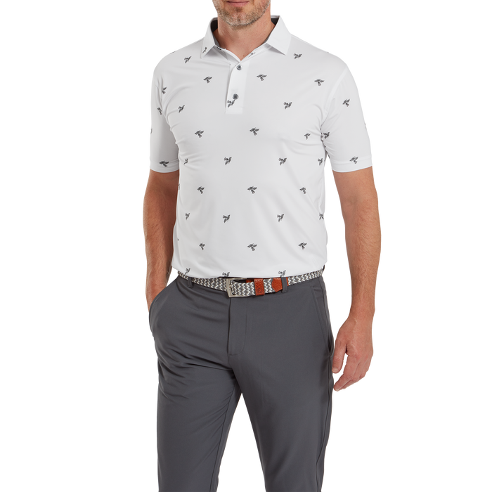 FootJoy Thistle Print Lisle Golf Polo Shirt - White