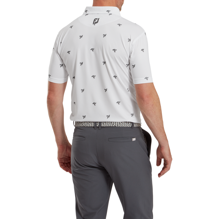 FootJoy Thistle Print Lisle Golf Polo Shirt - White