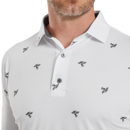FootJoy Thistle Print Lisle Golf Polo Shirt - White