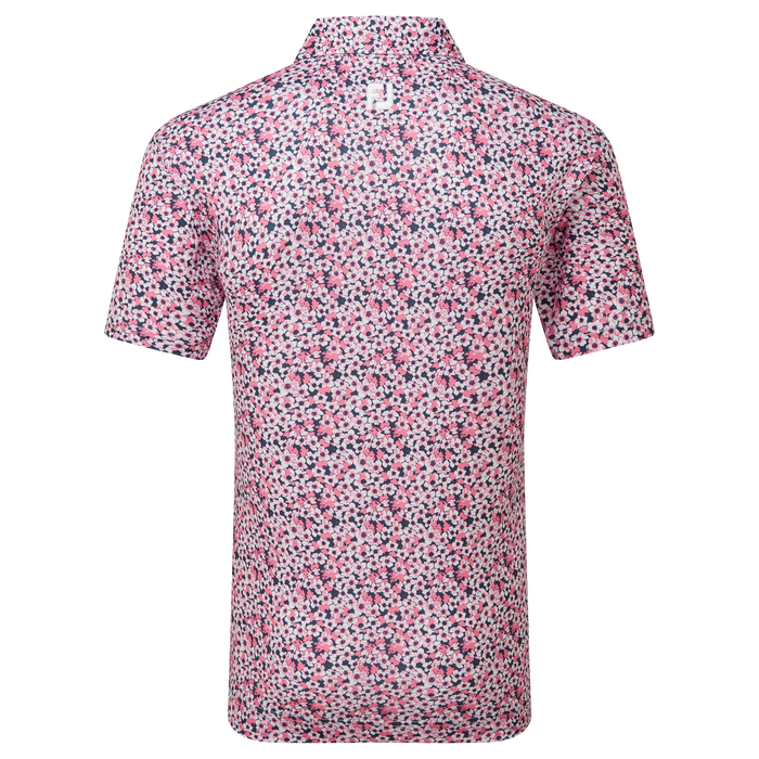 FootJoy Primrose Print Lisle Golf Polo Shirt - Coral Red