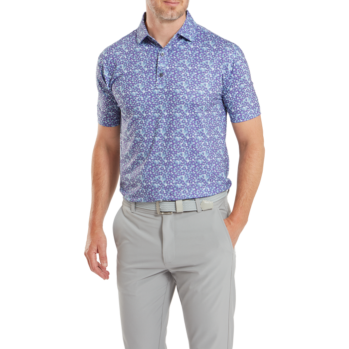 FootJoy Primrose Print Lisle Golf Polo Shirt - Thistle