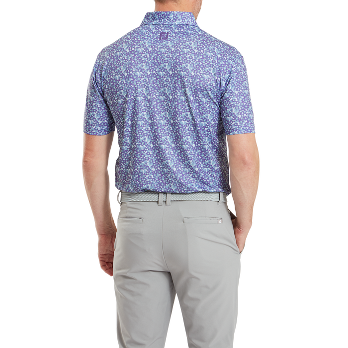 FootJoy Primrose Print Lisle Golf Polo Shirt - Thistle