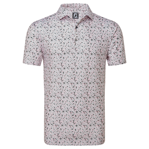 FootJoy Primrose Print Lisle Golf Polo Shirt - Light Pink