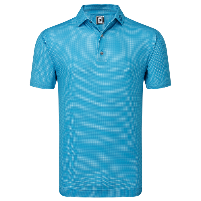 FootJoy Octagon Print Lisle Golf Polo Shirt - Blue Sky