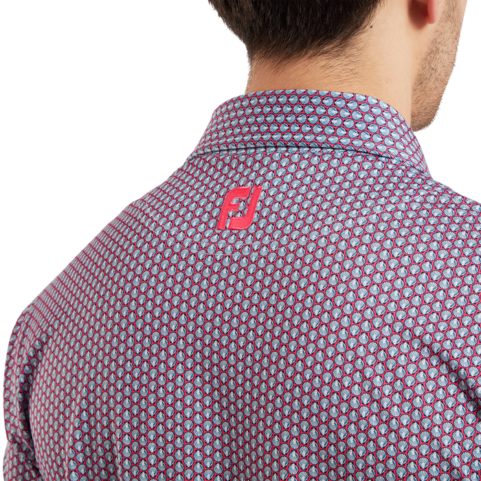 FootJoy Scallop Shell Print Foulard Golf Polo Shirt - Coral Red