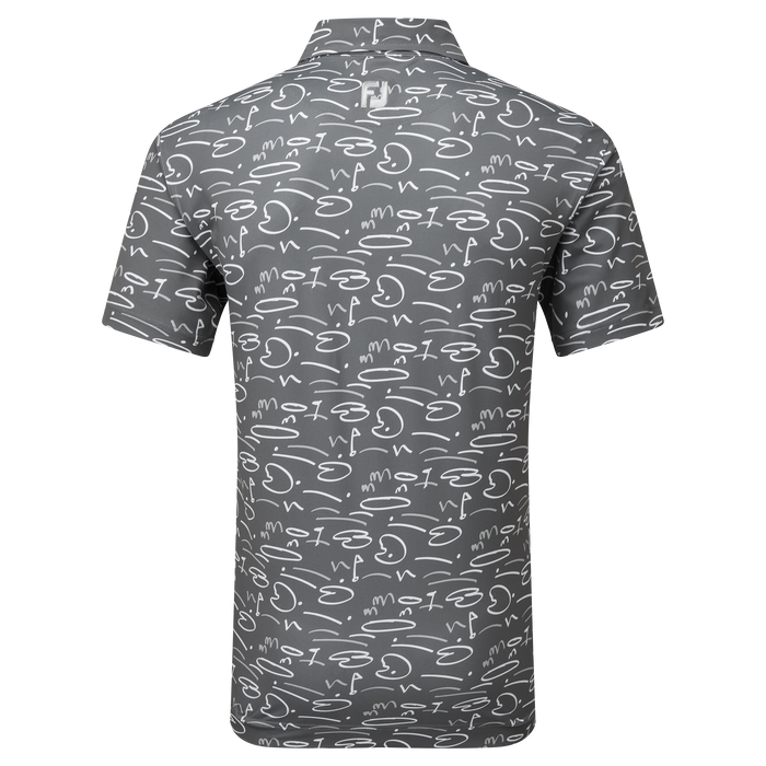 FootJoy Golf Course Doodle Print Pique Shirt - Gravel
