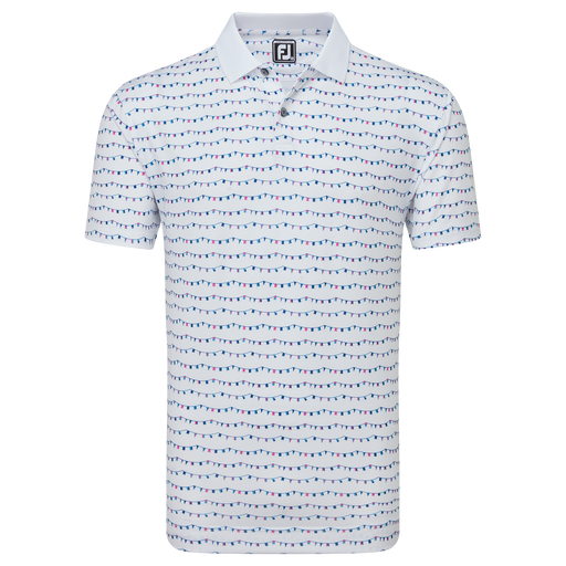 FootJoy Flag Banner Print Lisle Golf Polo Shirt - White