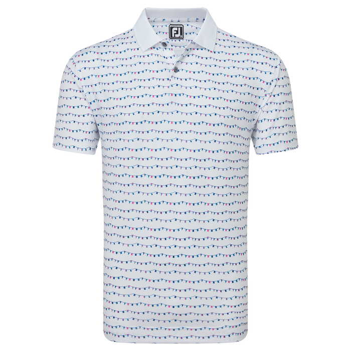 FootJoy Flag Banner Print Lisle Golf Polo Shirt - White