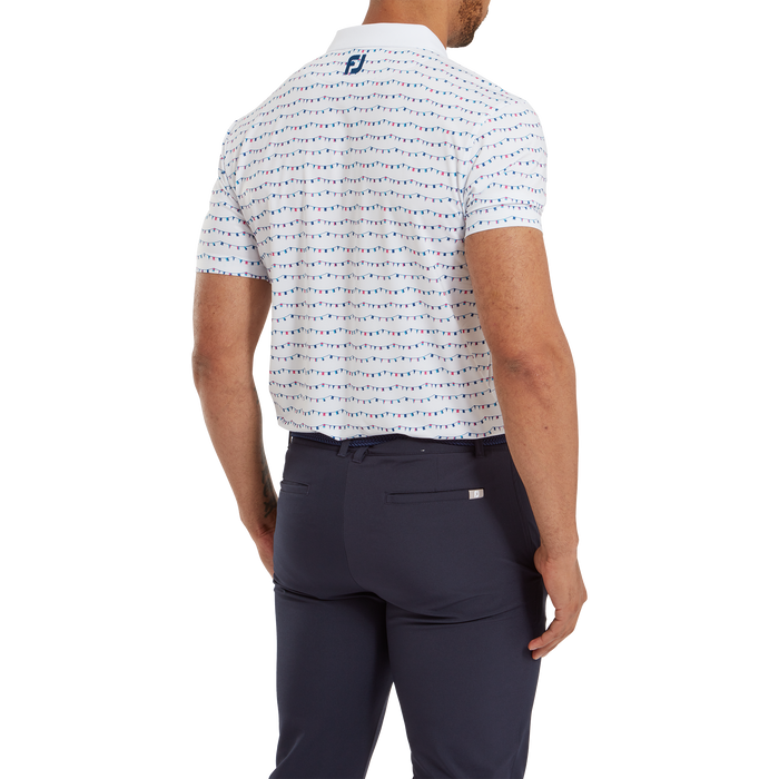 FootJoy Flag Banner Print Lisle Golf Polo Shirt - White