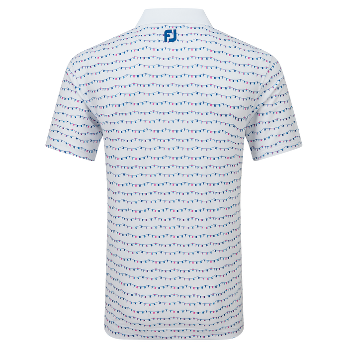 FootJoy Flag Banner Print Lisle Golf Polo Shirt - White