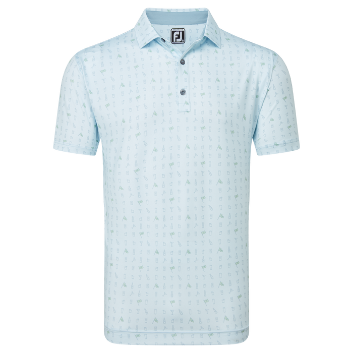 FootJoy The 19th Hole Print Lisle Golf Polo Shirt - Mist