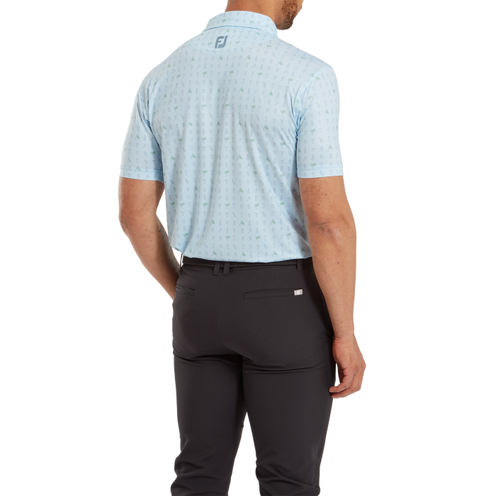 FootJoy The 19th Hole Print Lisle Golf Polo Shirt - Mist