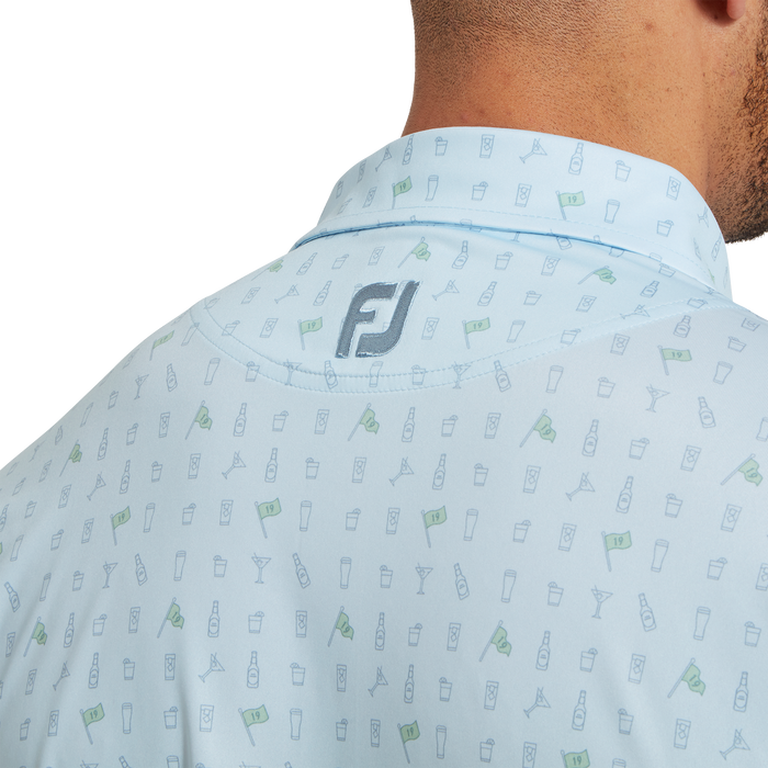 FootJoy The 19th Hole Print Lisle Golf Polo Shirt - Mist