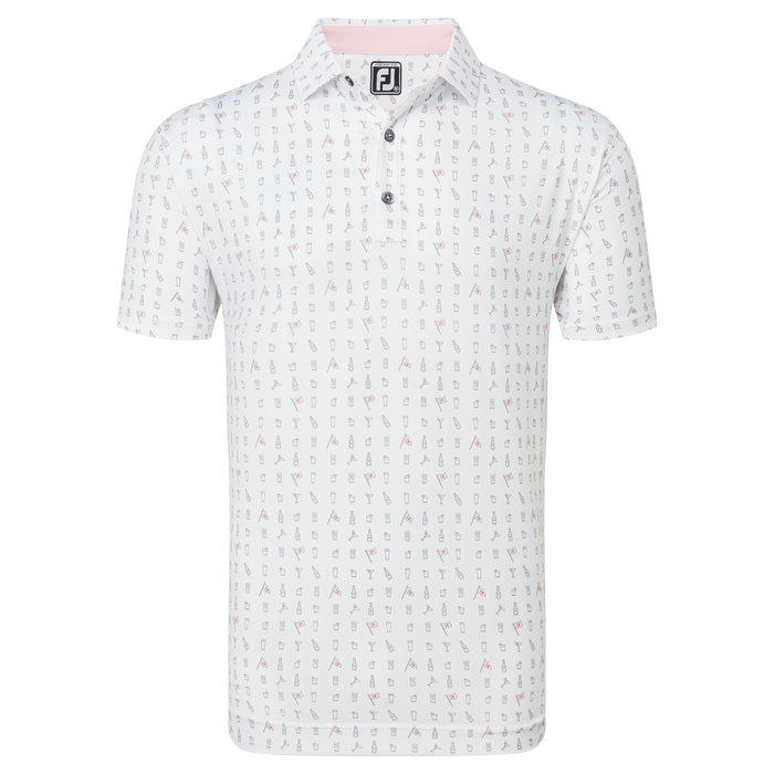 FootJoy The 19th Hole Print Lisle Golf Polo Shirt - White