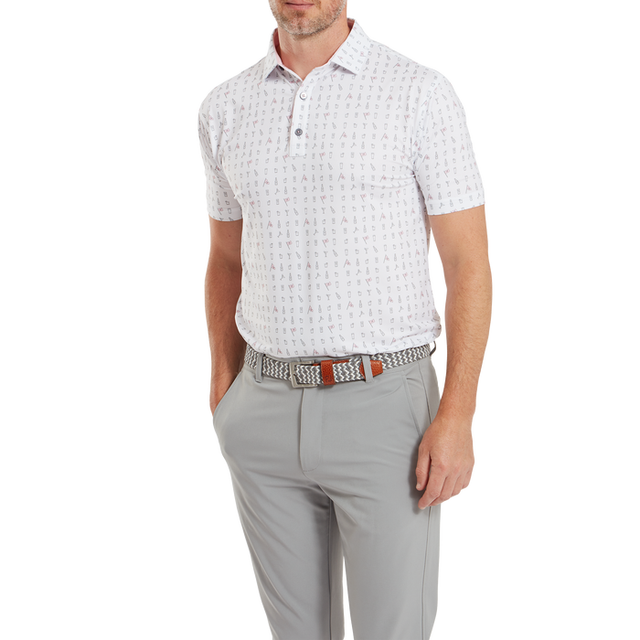 FootJoy The 19th Hole Print Lisle Golf Polo Shirt - White