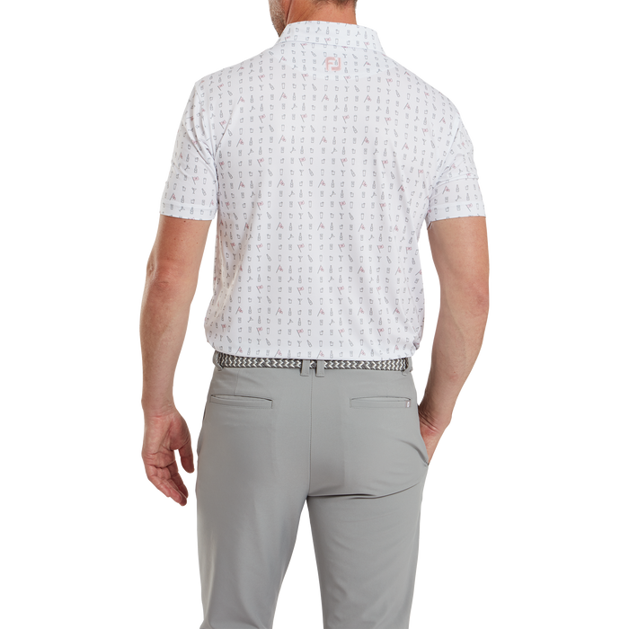 FootJoy The 19th Hole Print Lisle Golf Polo Shirt - White