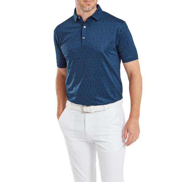 FootJoy Painted Floral Lisle Golf Polo Shirt - Navy
