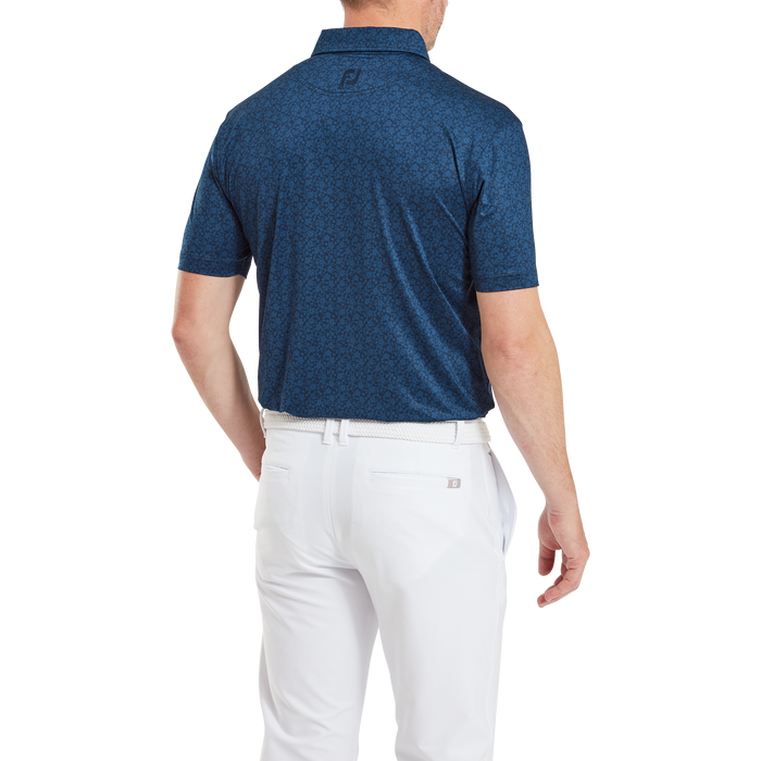 FootJoy Painted Floral Lisle Golf Polo Shirt - Navy