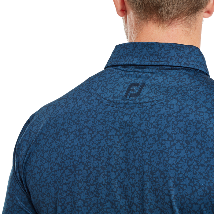 FootJoy Painted Floral Lisle Golf Polo Shirt - Navy