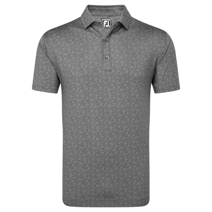 FootJoy Painted Floral Lisle Golf Polo Shirt - Gravel