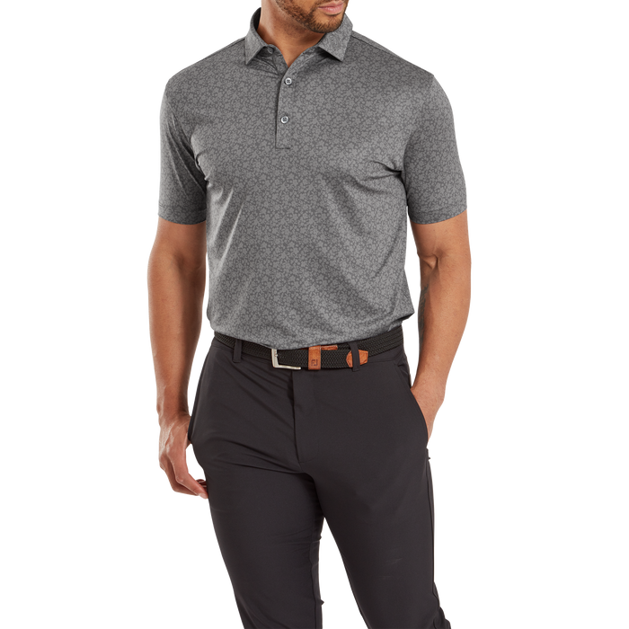 FootJoy Painted Floral Lisle Golf Polo Shirt - Gravel