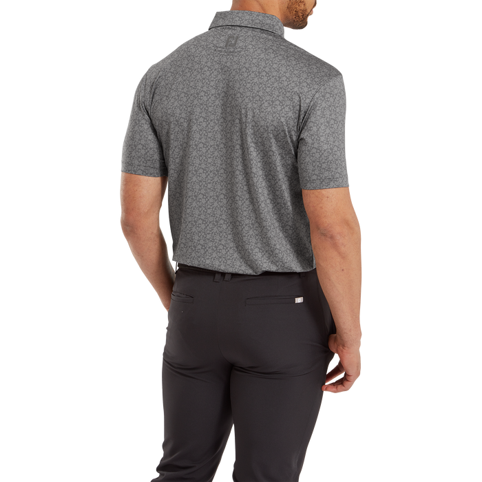 FootJoy Painted Floral Lisle Golf Polo Shirt - Gravel