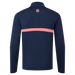 FootJoy Inset Stripe Chill-Out Golf Pullover - Navy/Coral Red