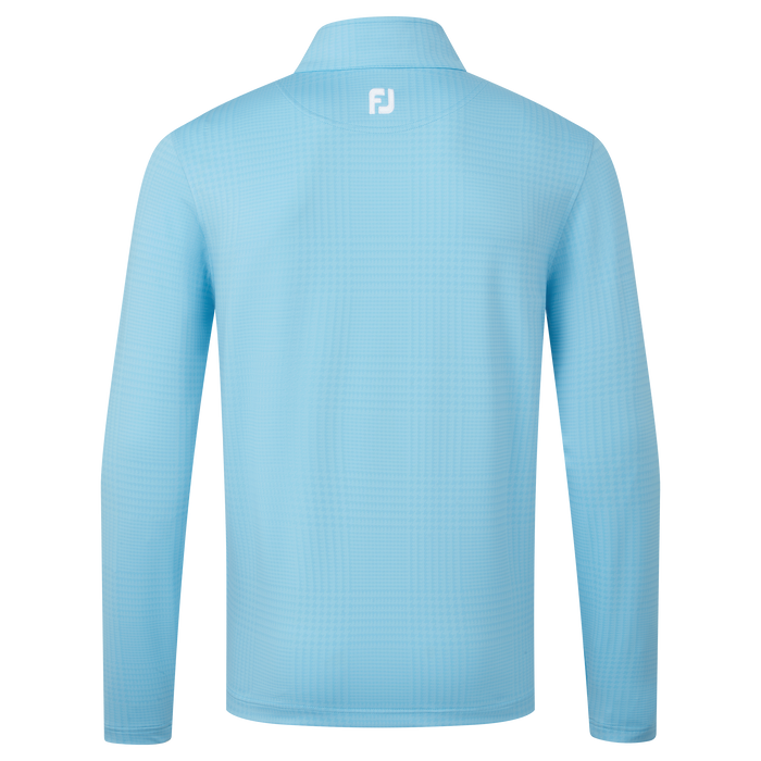 FootJoy Glen Plaid Print Chill-Out Golf Pullover - Ocean Blue