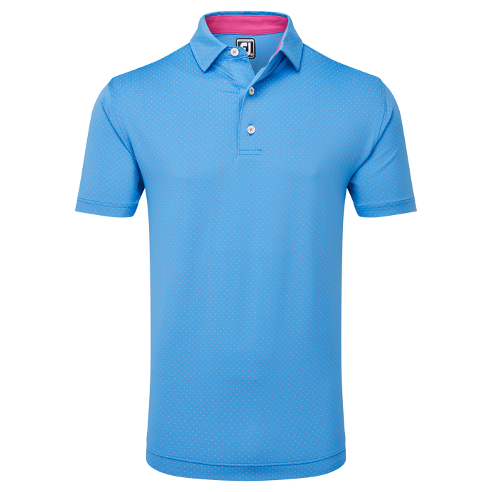 FootJoy Stretch Lisle Dot Print Golf Polo Shirt - Ocean/Berry