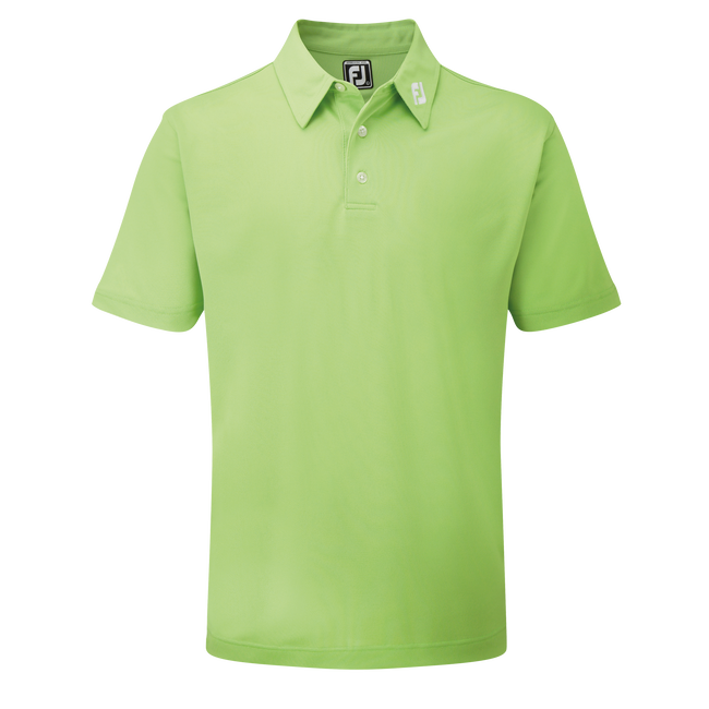 FootJoy Stretch Solid Pique Plain Golf Shirt - Lime Green
